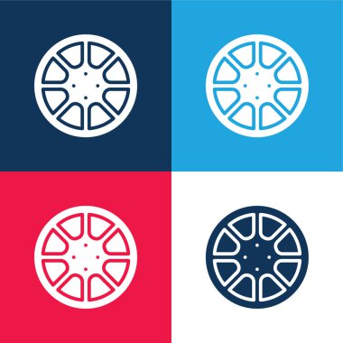 Alloy Wheel blue and red four color minimal icon set clipart
