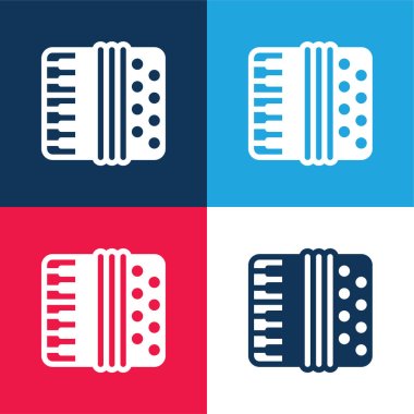 Accordion blue and red four color minimal icon set clipart