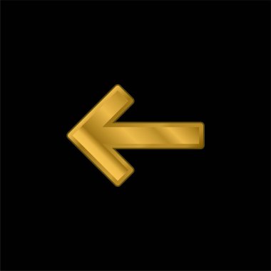 Arka Sol Ok altın kaplama metalik simge veya logo vektörü