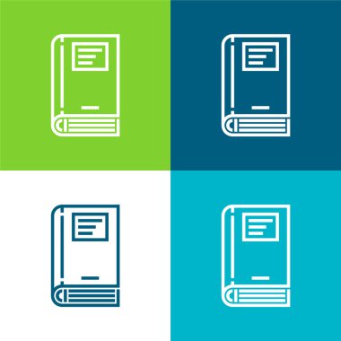 Kitap Düz 4 renk minimal simgesi seti