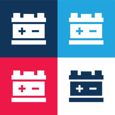 Pil mavi ve kırmızı dört renk minimal simge kümesi