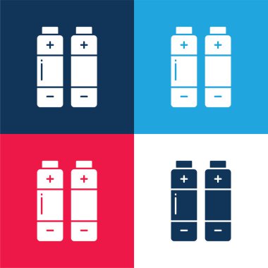 Pil mavi ve kırmızı dört renk minimal simge kümesi