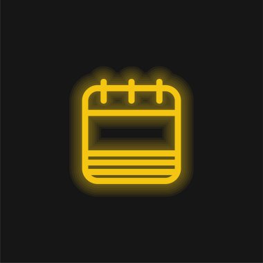 Boş Takvim Sayfası Çizgili sarı parlak neon simgesi