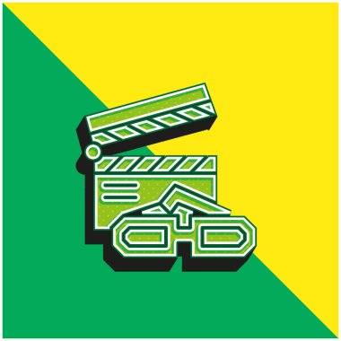 3D Film Yeşil ve Sarı Modern 3D vektör simgesi logosu