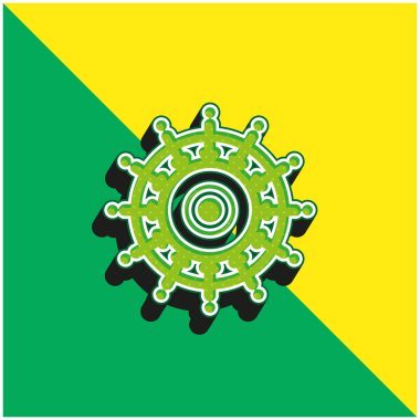 Büyük Miğfer Yeşil ve Sarı 3D modern vektör simgesi logosu