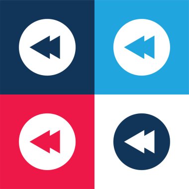 Geriye doğru mavi ve kırmızı dört renk minimal simgesi