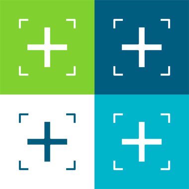 Düz dört renk simgesi seti ekle