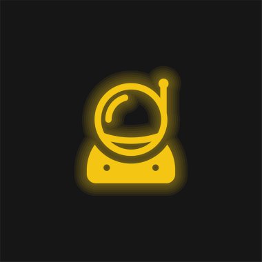 Astronot sarı parlak neon simgesi