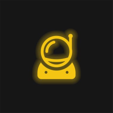 Astronaut yellow glowing neon icon clipart