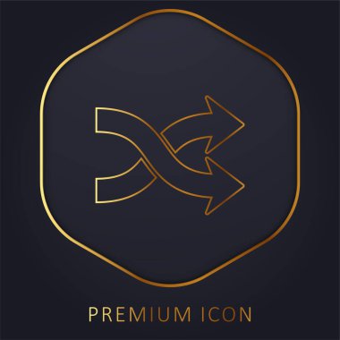 Ok Karıştır altın çizgi premium logosu veya simgesi