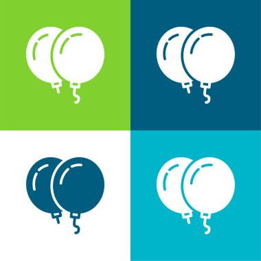 Balonlar Düz 4 renk simgesi seti