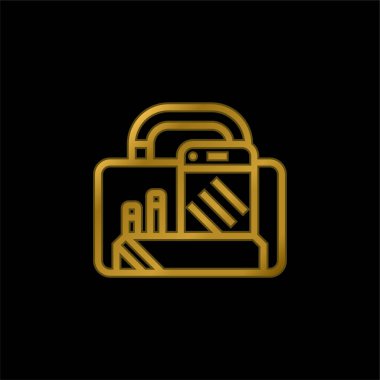 Evrak çantası altın kaplama metalik simge veya logo vektörü