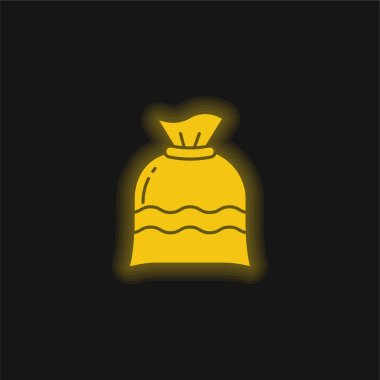 Bag yellow glowing neon icon clipart