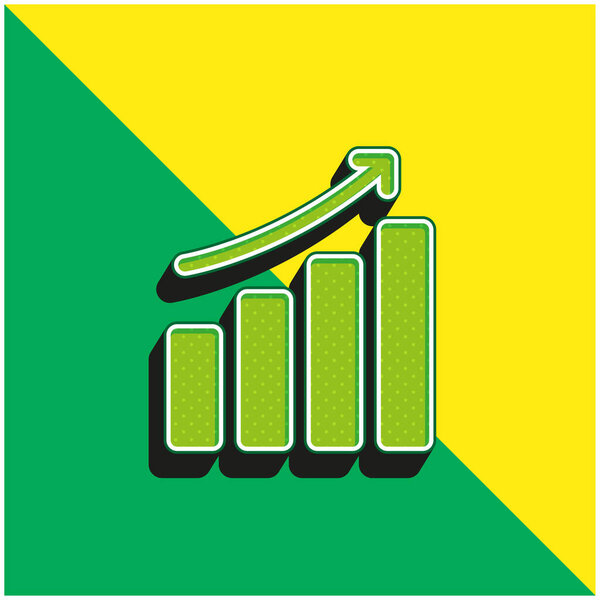 Bar Chart Green and yellow modern 3d vector icon logo