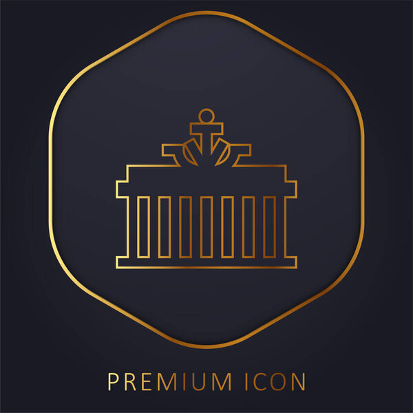 Brandenburg Gate golden line premium logo or icon