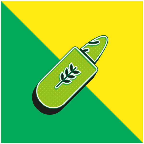 Хлеб Упаковка зеленый и желтый современный 3D логотип векторной иконки