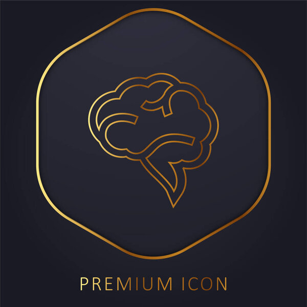 Brain Speech Bubble Золотая линия премиум-логотип или значок