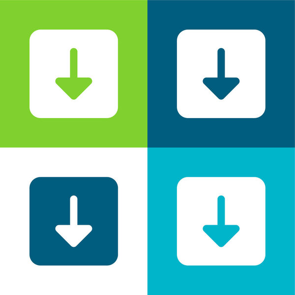 Стрелка вниз Плоский четыре цвета минимальный набор значков