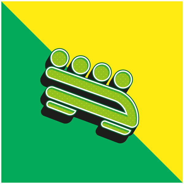 Bobsled Green and yellow modern 3d vector icon logo