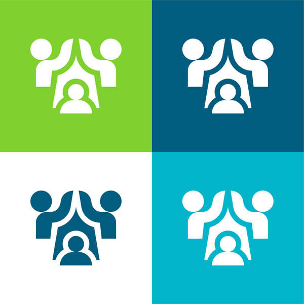 Acuerdo Plano Cuatro Colores Mínimo Icono Conjunto — Vector de stock