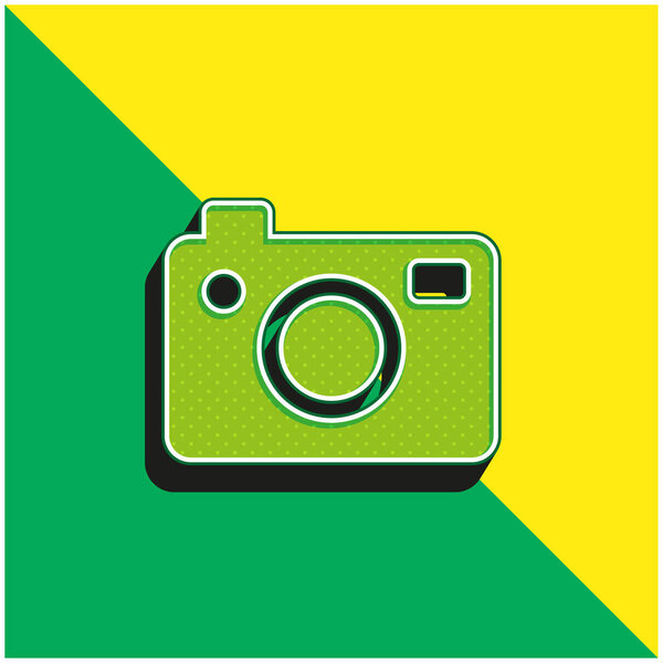 Big Photo Camera Green and yellow modern 3d vector icon logo