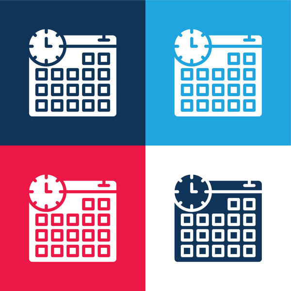 Appointment blue and red four color minimal icon set