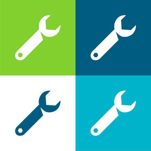 Adjustable Spanner Flat four color minimal icon set