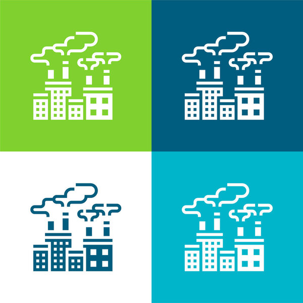 Air Pollution Flat four color minimal icon set