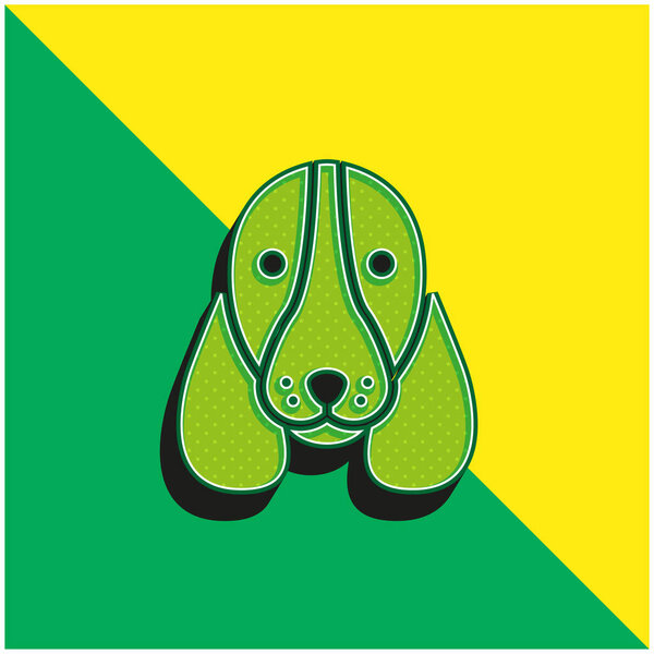 Basset Hound Dog Head Green and yellow modern 3d vector icon logo