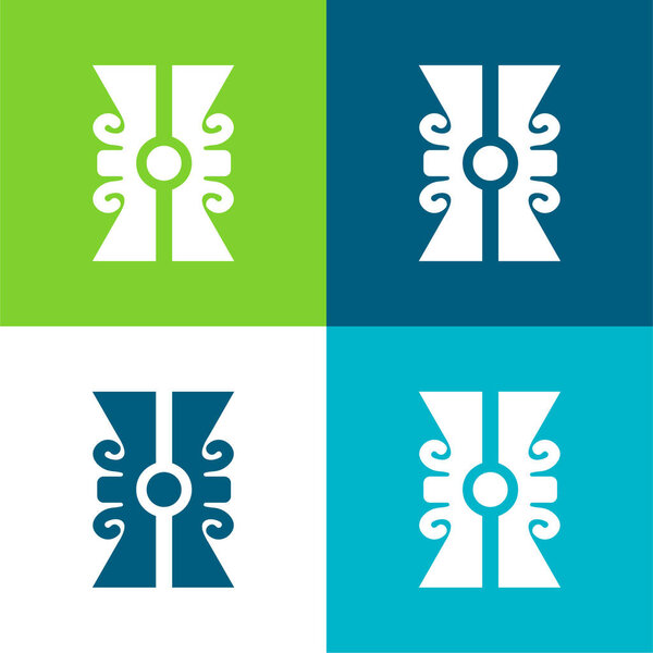 Artisanal Stone Of Mexico Flat four color minimal icon set