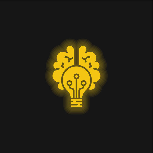 Желтый светящийся неоновый значок