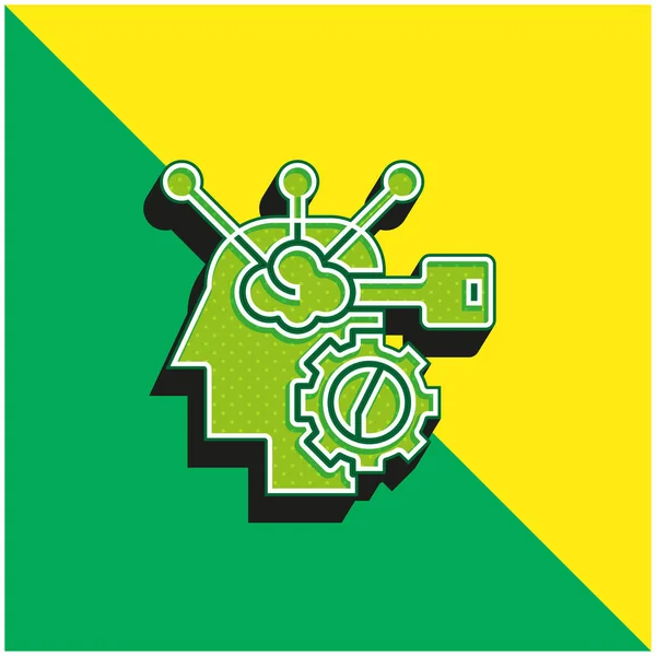 stock vector Brain Process Green and yellow modern 3d vector icon logo