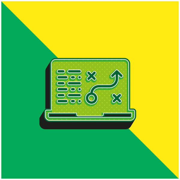 Аналитика Зеленый и желтый современный 3D логотип векторной иконки