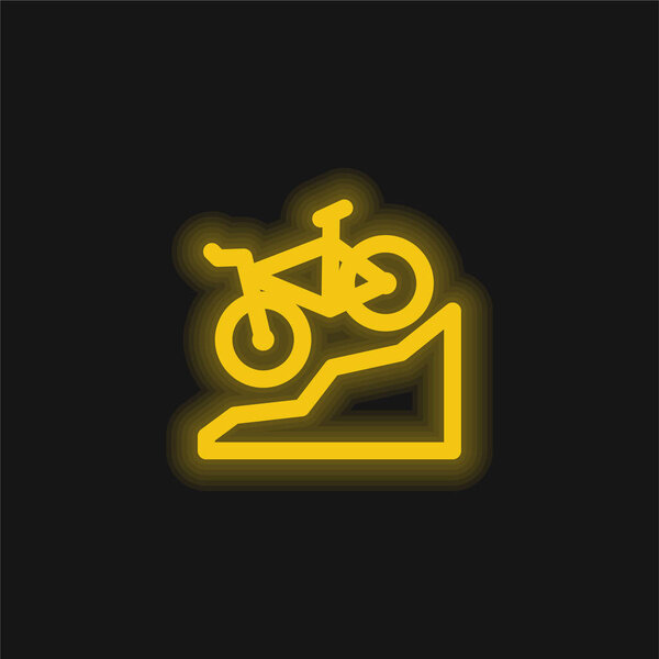 Bike yellow glowing neon icon