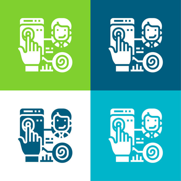 Биометрическая плоская четырехцветная минимальная иконка