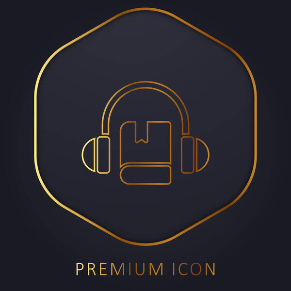 Audio Book golden line premium logo or icon