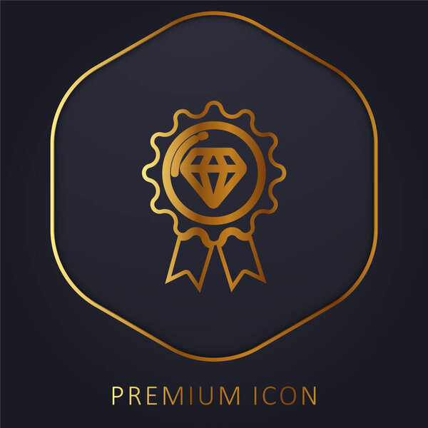 Badge golden line premium logo or icon