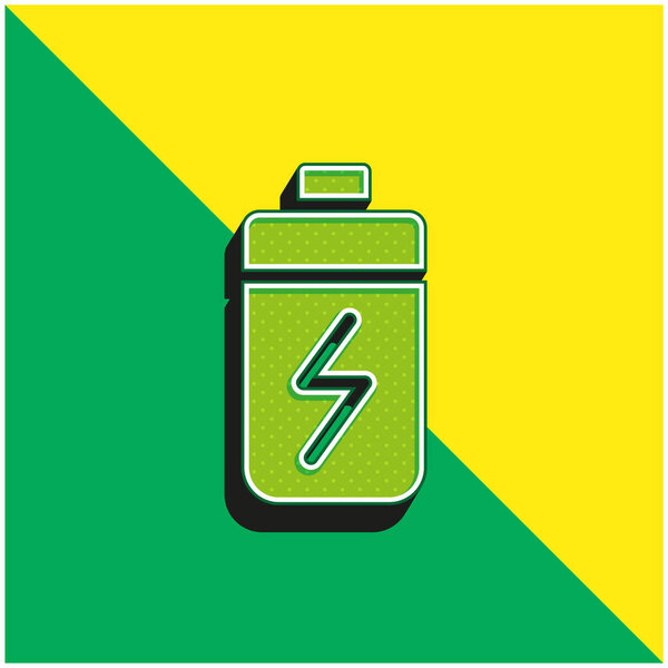 Battery Green and yellow modern 3d vector icon logo