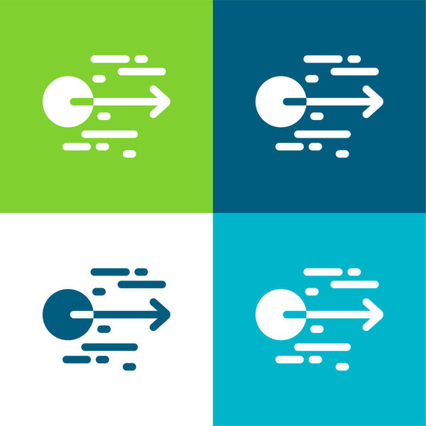 Acceleration Flat four color minimal icon set