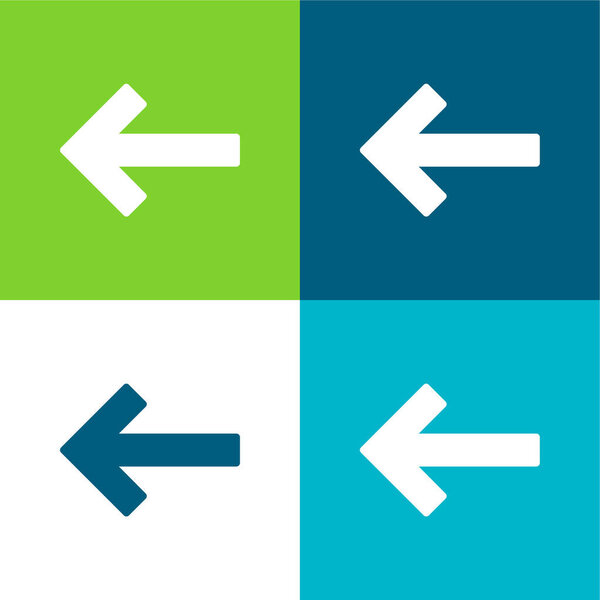 Набор четырех цветных минимальных значков со стрелкой влево