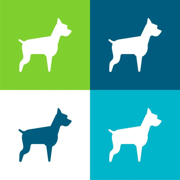 Big Dog Επίπεδη Τέσσερις Χρώμα Ελάχιστο Σύνολο Εικονίδιο — Διανυσματικό Αρχείο