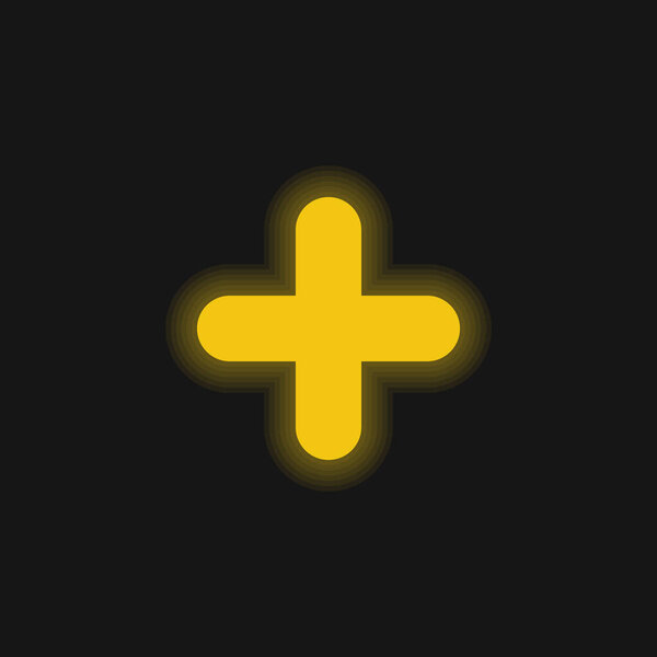 Addition Sign yellow glowing neon icon