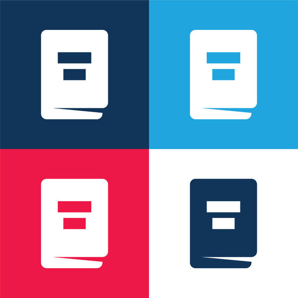 Книга синий и красный четыре цвета минимальный набор значков