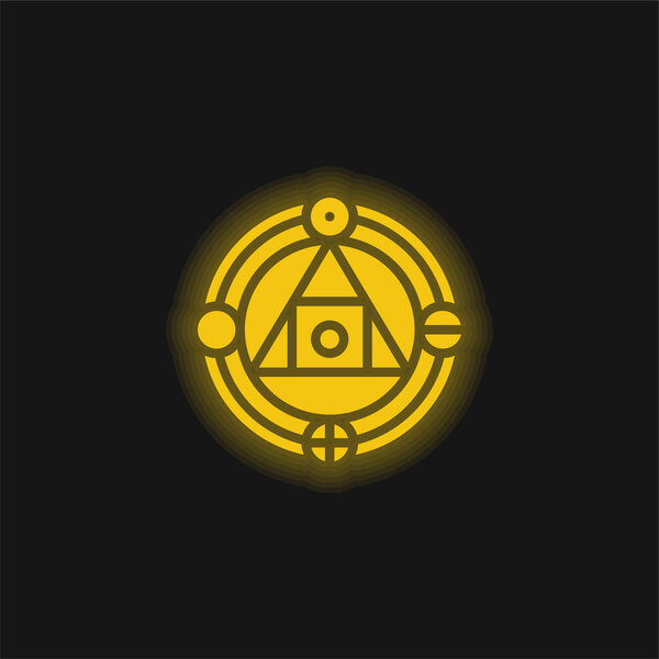 Alchemy yellow glowing neon icon