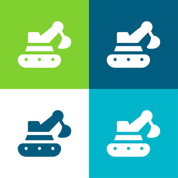 Backhoe Flat четыре цвета минимальный набор значков