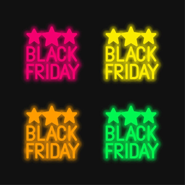 Black Friday four color glowing neon vector icon