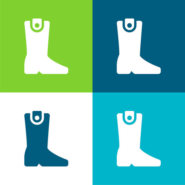 Boot Flat four color minimal icon set