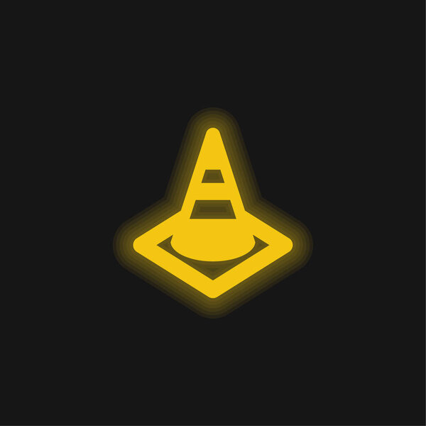 Blocking Road yellow glowing neon icon