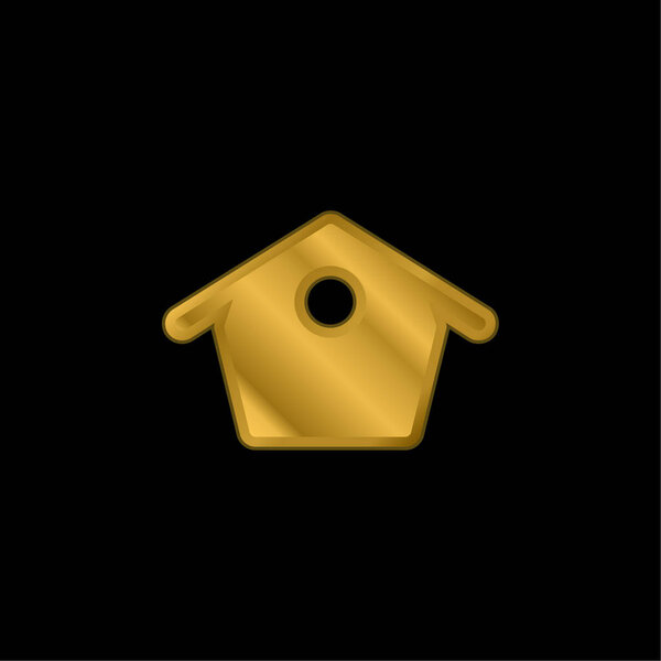 Birds Home gold plated metalic icon or logo vector