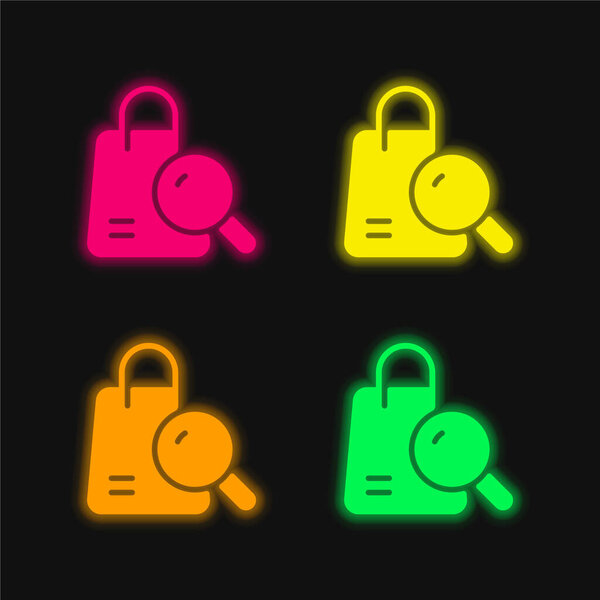 Мешок четыре цвета светящийся неоновый вектор значок